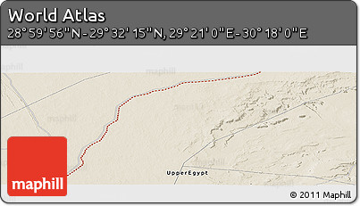 Shaded Relief Panoramic Map of the Area around 29° 16' 6" N, 29° 49' 30" E
