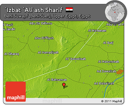 Physical 3D Map of `Izbat `Alī Ash Sharīf