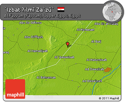Physical 3D Map of `Izbat Ḩilmī Za`zū`