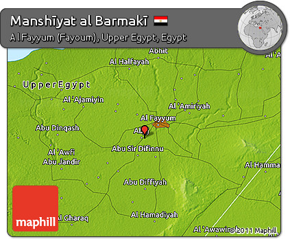 Physical 3D Map of Manshīyat Al Barmakī