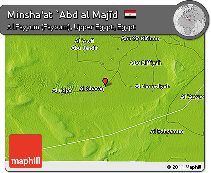 Physical 3D Map of Minsha'at `Abd Al Majīd