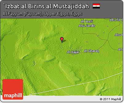 Physical 3D Map of `Izbat Al Birins Al Mustajiddah