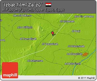 Physical 3D Map of `Izbat Ḩilmī Za`zū`