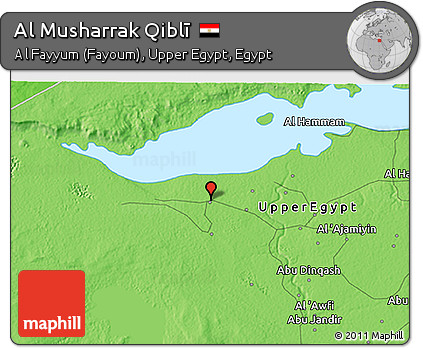 Political 3D Map of Al Musharrak Qiblī
