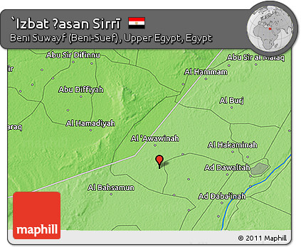Political 3D Map of `Izbat Ḩasan Sirrī