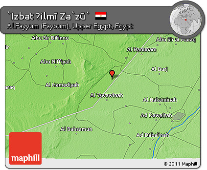 Political 3D Map of `Izbat Ḩilmī Za`zū`