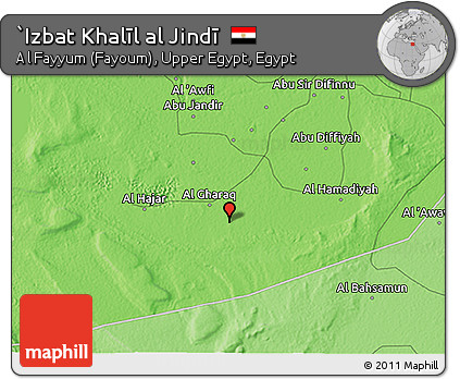 Political 3D Map of `Izbat Khalīl Al Jindī