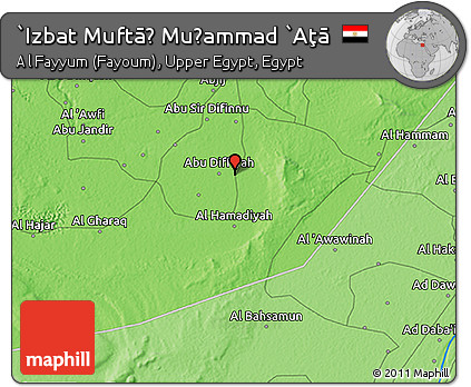 Political 3D Map of `Izbat Muftāḩ Muḩammad `Aţā