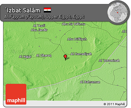 Political 3D Map of `Izbat Salām