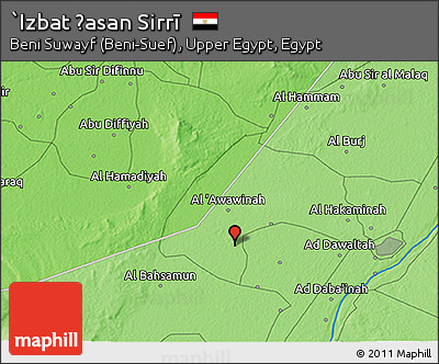 Political 3D Map of `Izbat Ḩasan Sirrī
