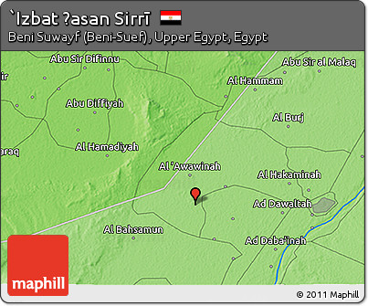 Political 3D Map of `Izbat Ḩasan Sirrī