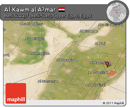 Satellite 3D Map of Al Kawm Al Aḩmar