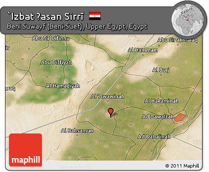 Satellite 3D Map of `Izbat Ḩasan Sirrī