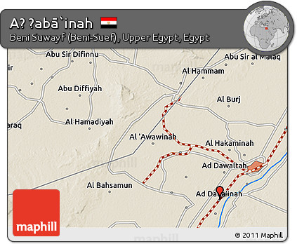 Shaded Relief 3D Map of Aḑ Ḑabā`inah