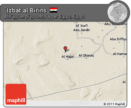 Shaded Relief 3D Map of `Izbat Al Birins