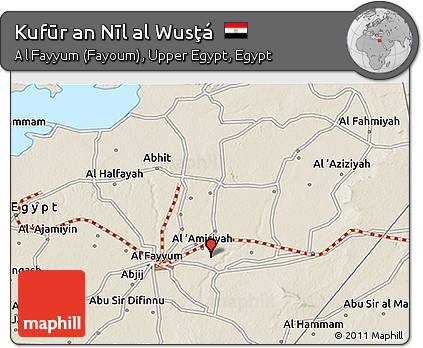 Shaded Relief 3D Map of Kufūr An Nīl Al Wusţá
