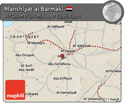 Shaded Relief 3D Map of Manshīyat Al Barmakī