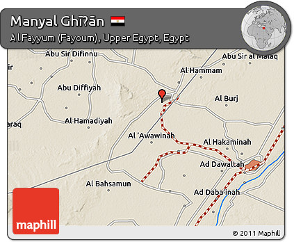 Shaded Relief 3D Map of Manyal Ghīḑān