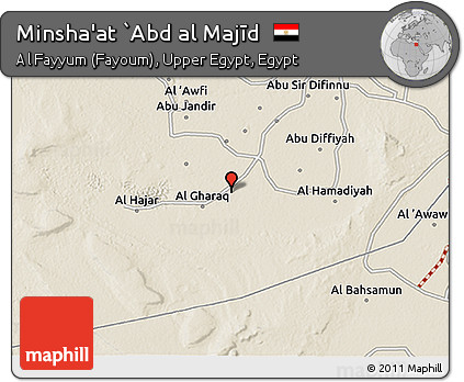 Shaded Relief 3D Map of Minsha'at `Abd Al Majīd