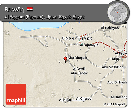 Shaded Relief 3D Map of Ruwāq