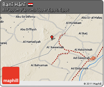 Shaded Relief 3D Map of Banī Hānī