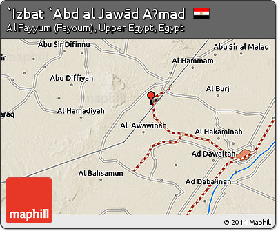 Shaded Relief 3D Map of `Izbat `Abd Al Jawād Aḩmad