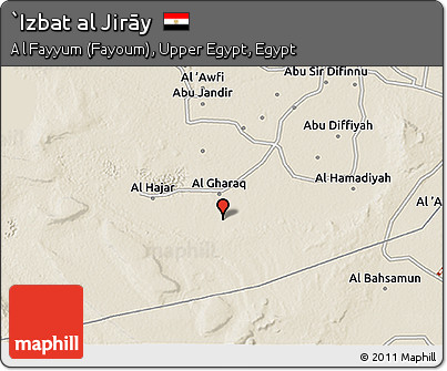 Shaded Relief 3D Map of `Izbat Al Jirāy