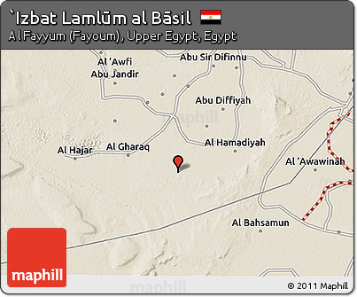 Shaded Relief 3D Map of `Izbat Lamlūm Al Bāsil