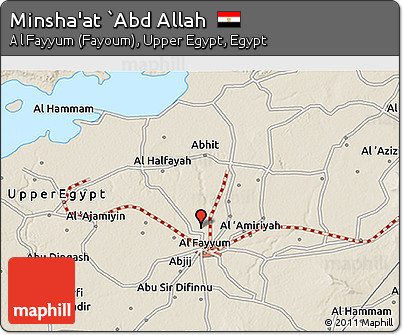 Shaded Relief 3D Map of Minsha'at `Abd Allah