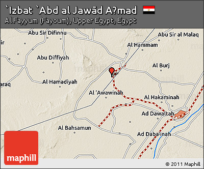 Shaded Relief 3D Map of `Izbat `Abd Al Jawād Aḩmad