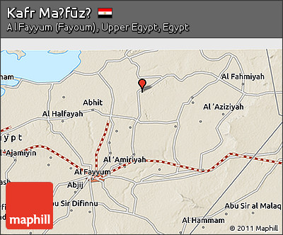 Shaded Relief 3D Map of Kafr Maḩfūz̧