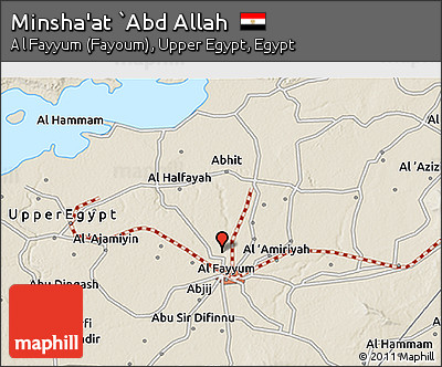 Shaded Relief 3D Map of Minsha'at `Abd Allah