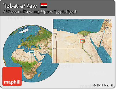 Satellite Location Map of `Izbat Aḑ Ḑaw