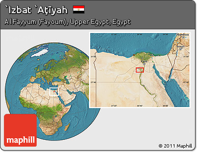 Satellite Location Map of `Izbat `Aţīyah