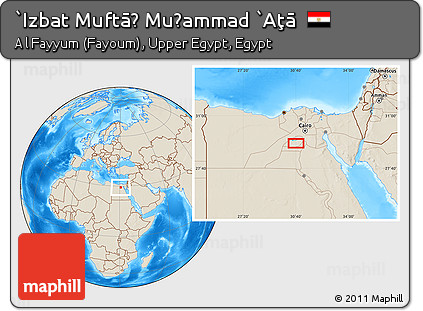 Shaded Relief Location Map of `Izbat Muftāḩ Muḩammad `Aţā