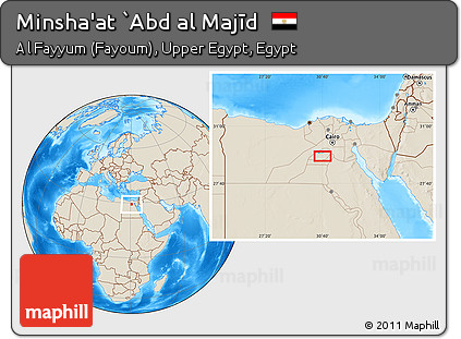 Shaded Relief Location Map of Minsha'at `Abd Al Majīd