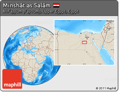 Shaded Relief Location Map of Minshāt As Salām