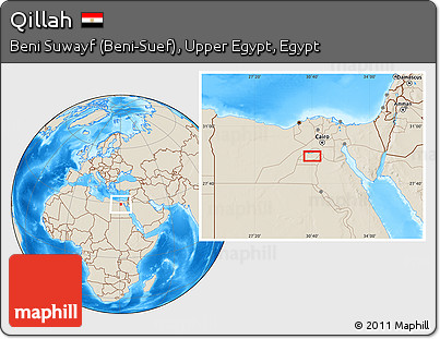 Shaded Relief Location Map of Qillah