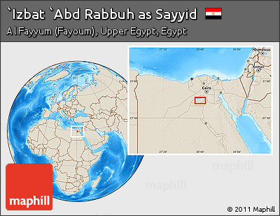 Shaded Relief Location Map of `Izbat `Abd Rabbuh As Sayyid