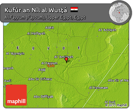 Physical Map of Kufūr An Nīl Al Wusţá