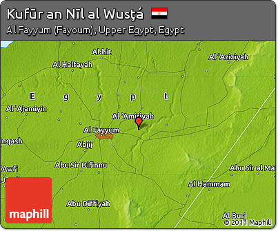 Physical Map of Kufūr An Nīl Al Wusţá