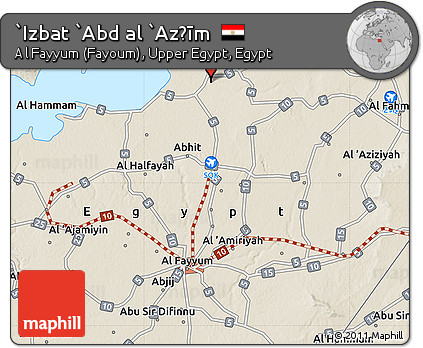 Shaded Relief Map of `Izbat `Abd Al `Az̧īm