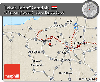 Shaded Relief Map of `Izbat Jahmī Ḩamdah