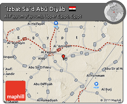 Shaded Relief Map of `Izbat Sa`d Abū Diyāb