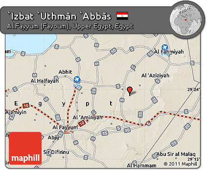 Shaded Relief Map of `Izbat `Uthmān `Abbās