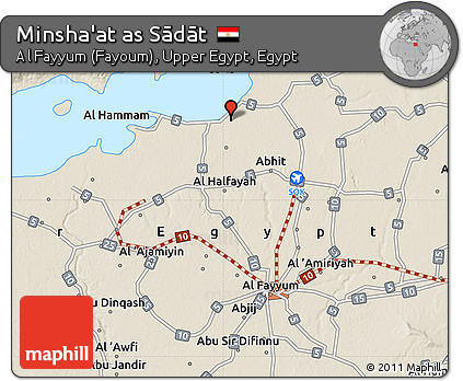 Shaded Relief Map of Minsha'at As Sādāt