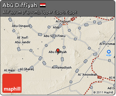 Shaded Relief Map of Abū Diffīyah