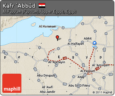 Shaded Relief Map of Kafr `Abbūd