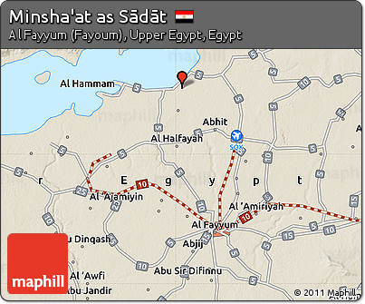 Shaded Relief Map of Minsha'at As Sādāt