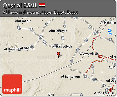 Shaded Relief Map of Qaşr Al Bāsil